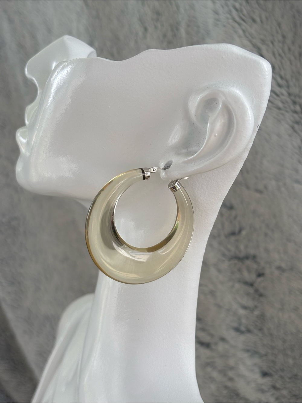 Vintage Lemon Quartz Sterling Silver Hoop Earrings